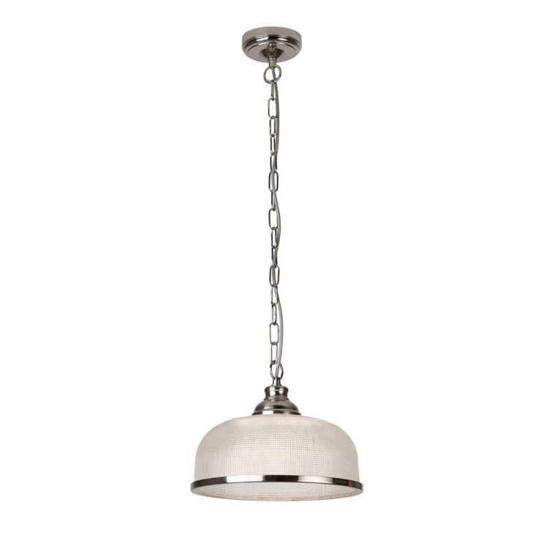 Searchlight Lighting Searchlight 1682SS Bistro II One Light Ceiling Pendant Light In Satin Silver With Glass Shade