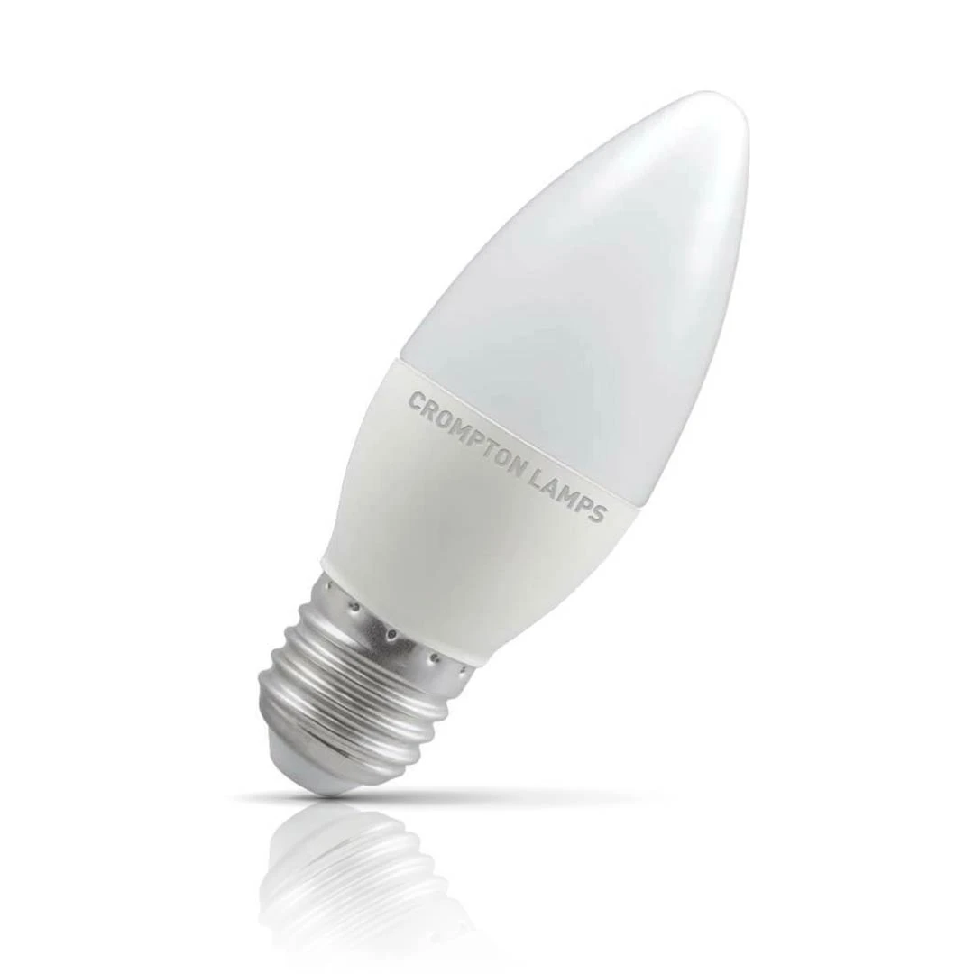 Crompton Lamps Crompton Candle LED Light Bulb E27 4.9W (40W Eqv) Cool White Opal Screw Thermal Plastic Frosted