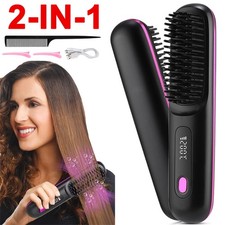 Portable Hair Straightener Brush Antiscald Hair Cordless Hair Straightener Brush
