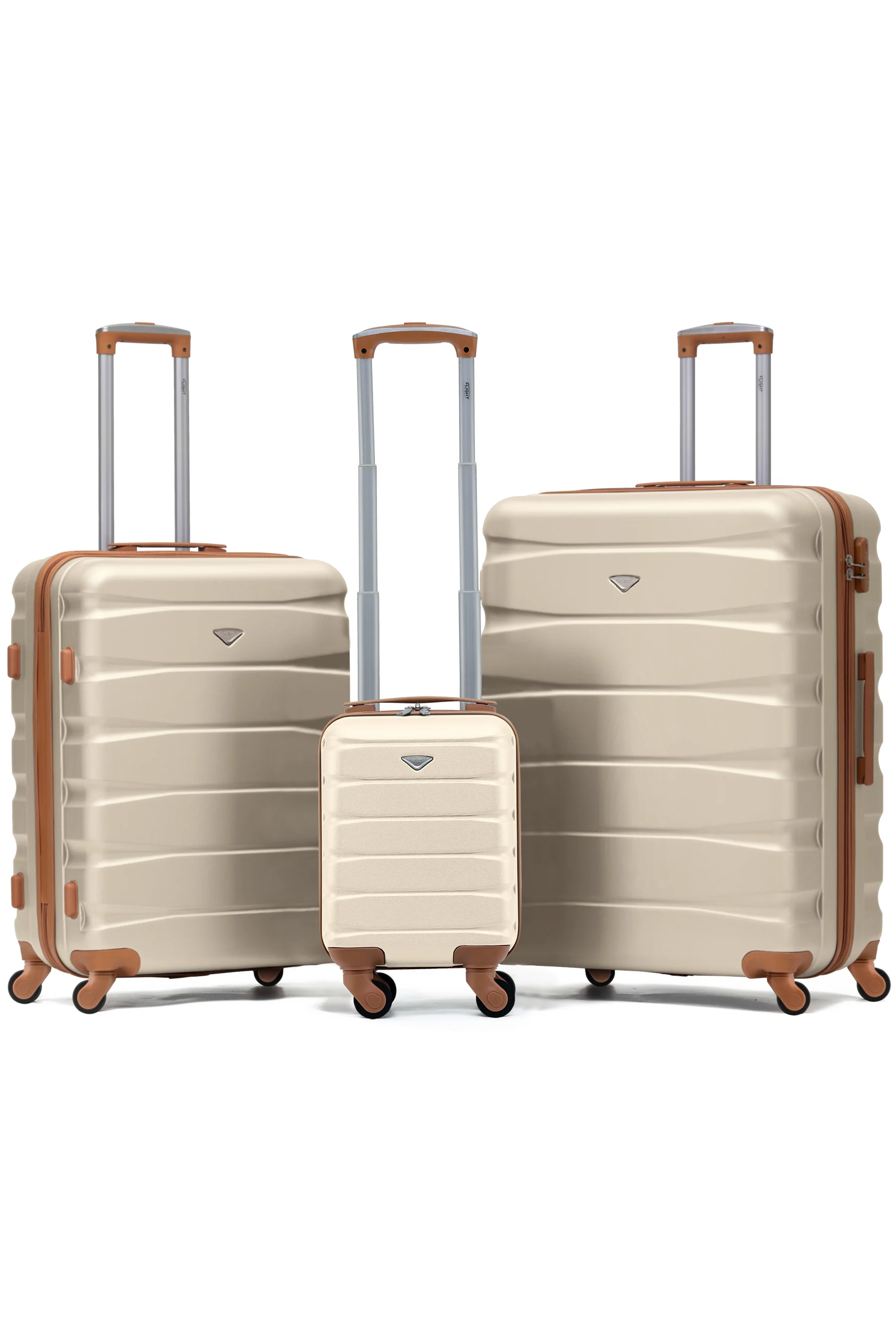 SAFIR 3-Piece Suitcase Set (40x20x25cm + Medium + Large) - Cream / Tan / Set of 3