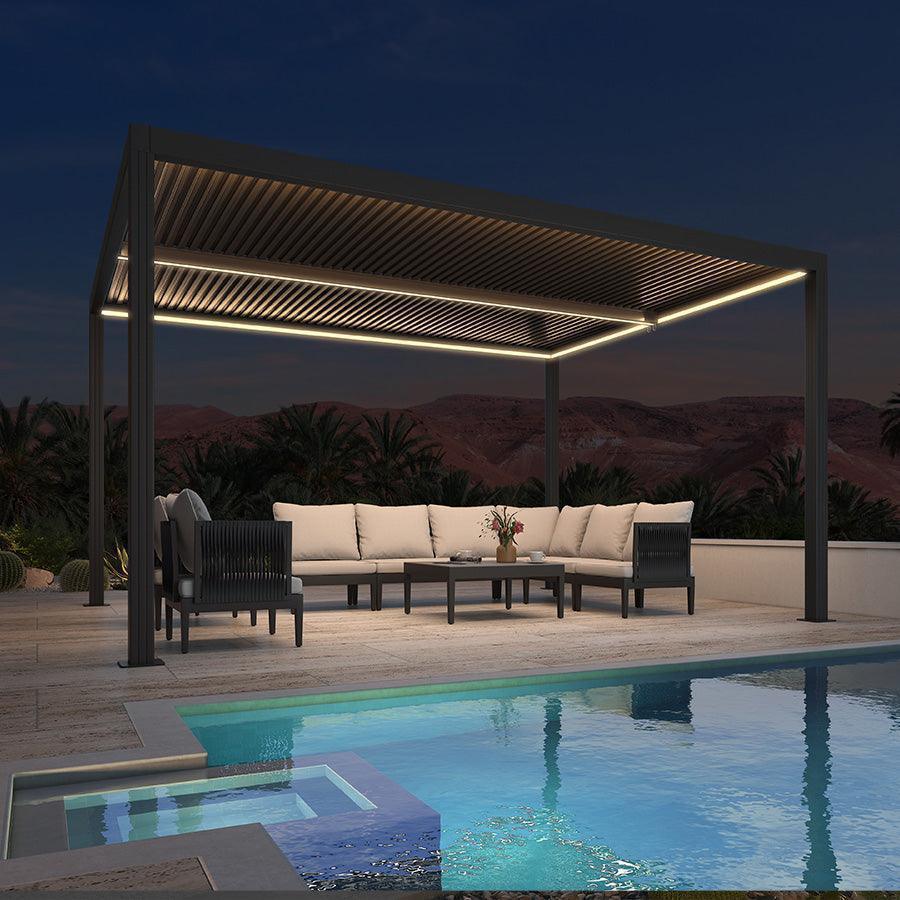 PURPLELEAF Strip Light, Upgraded Version 3000K Warm White Light, 24V Safe Low Voltage Waterproof Strip Light, Suitable for Louvered Pergola - Grey / 3.65M X 6.1M