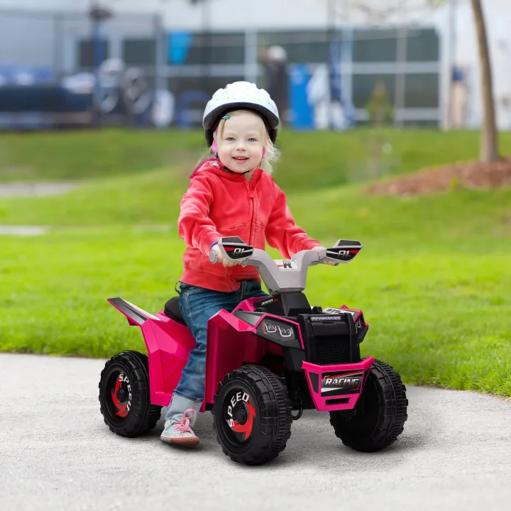 6V Quad Bike with Wear-Resistant Wheels, Forward Backward Function, for Ages 18-36 Months