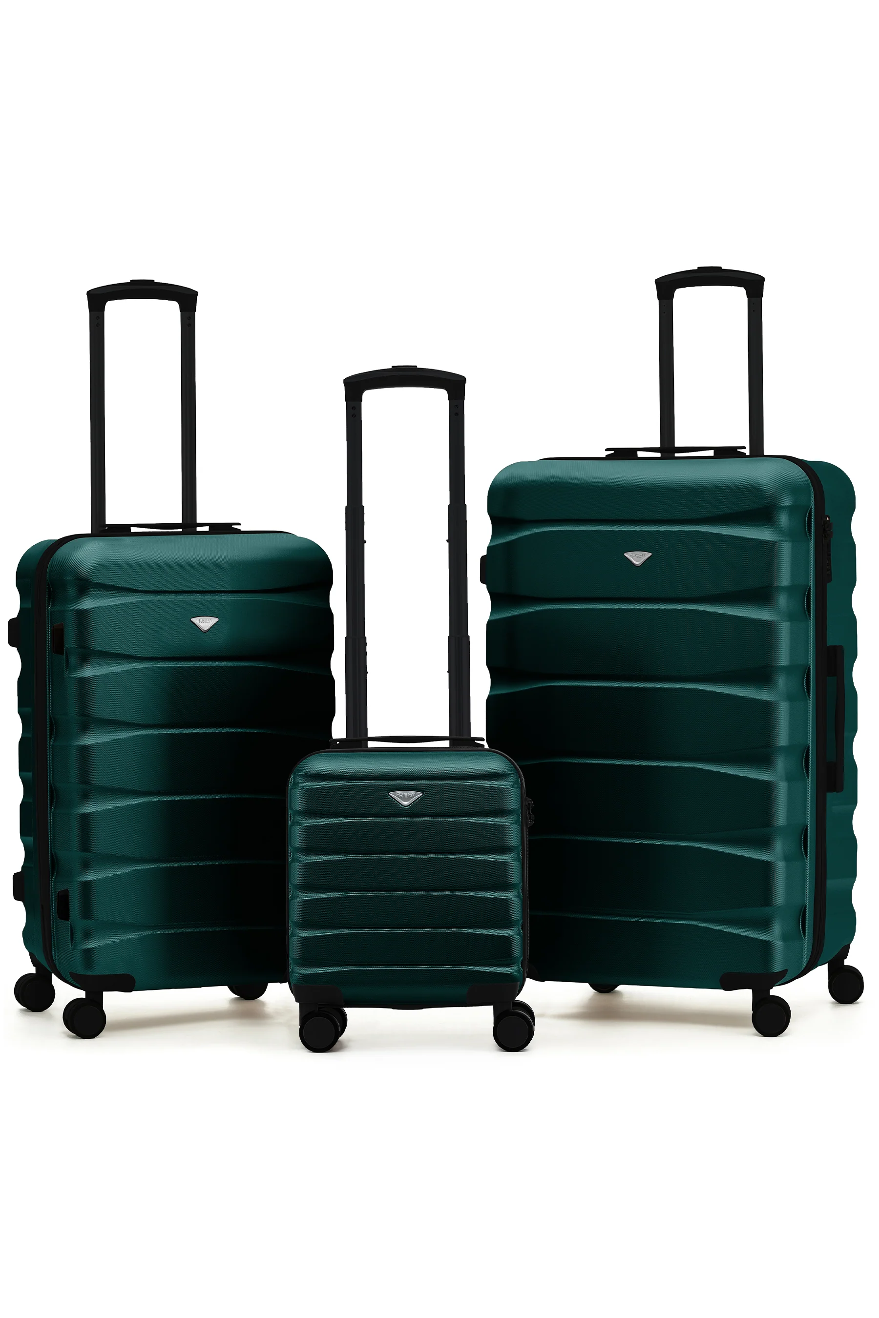 SAFIR TRUNK 3-Piece Suitcase Set (40x30x20cm + Medium + Large) - Forest Green / Black / Set of 3