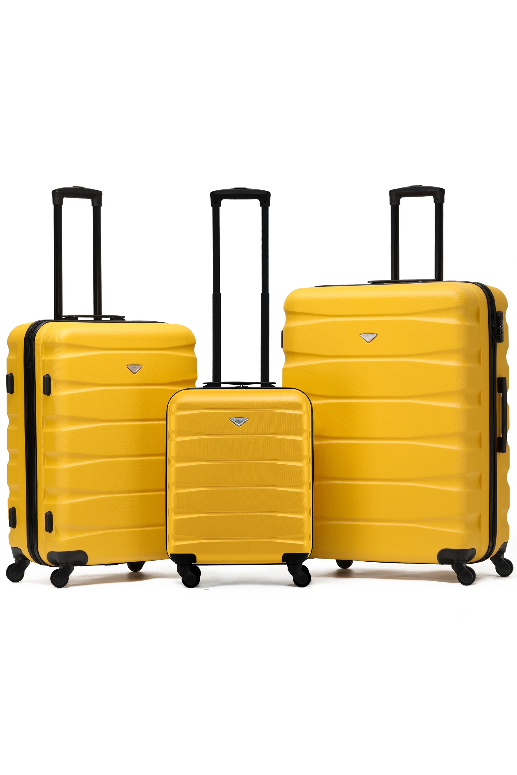 SAFIR 3-Piece Suitcase Set (55x40x20cm + Medium + Large) - Yellow / Black / Set of 3