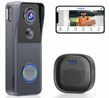 2K Wireless Video Doorbell Camera Chime PIR Night Vision No Subscription UK