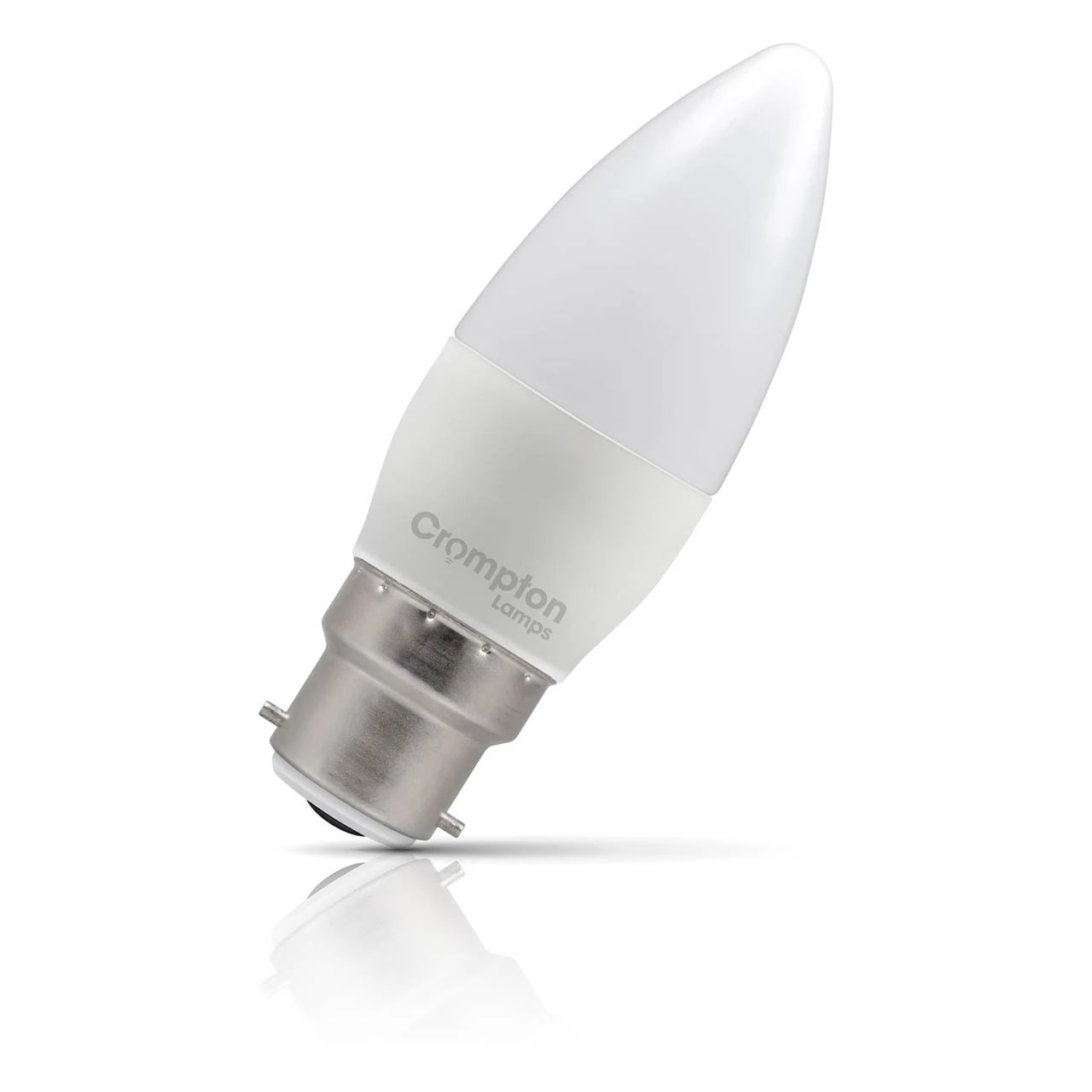 Crompton Lamps Crompton Candle LED Light Bulb B22 4.2W (40W Eqv) Dim Warm White Opal Bayonet Frosted