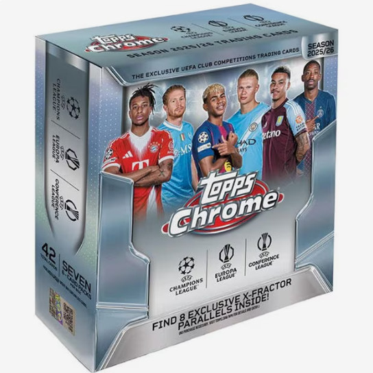 TOPPS CHROME UCC UEFA 2025-26 MEGA BOX SEALED NEW FOOTBALL TRADING CARDS