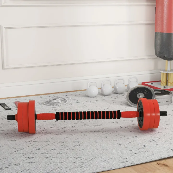 SPORTNOW 20kg Four-In-One Adjustable Weight Dumbbells Set, Barbell, Kettlebell, Push Up Stand