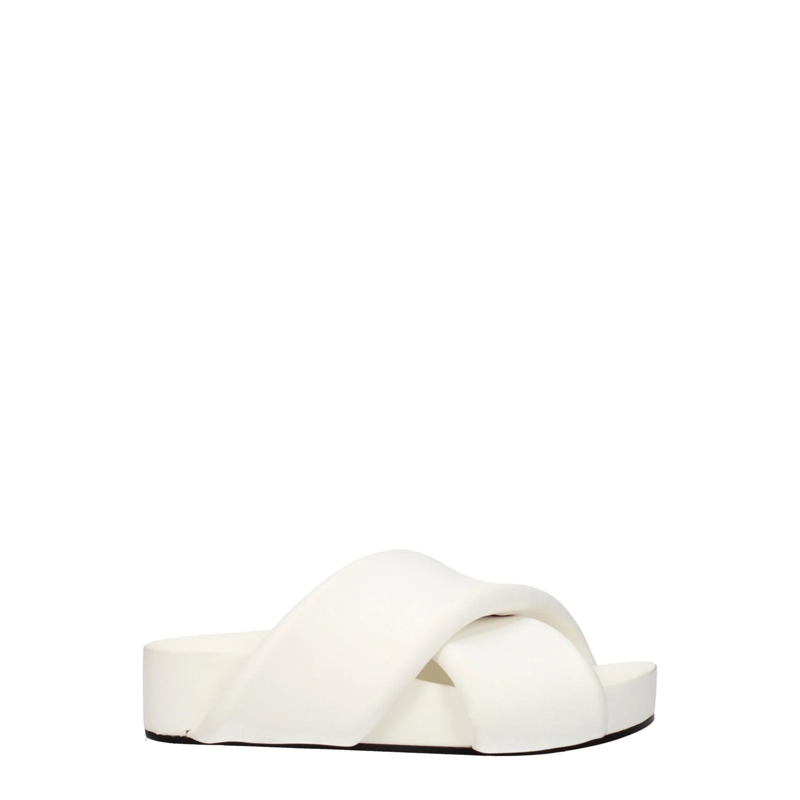 Women's White Leather Slippers
