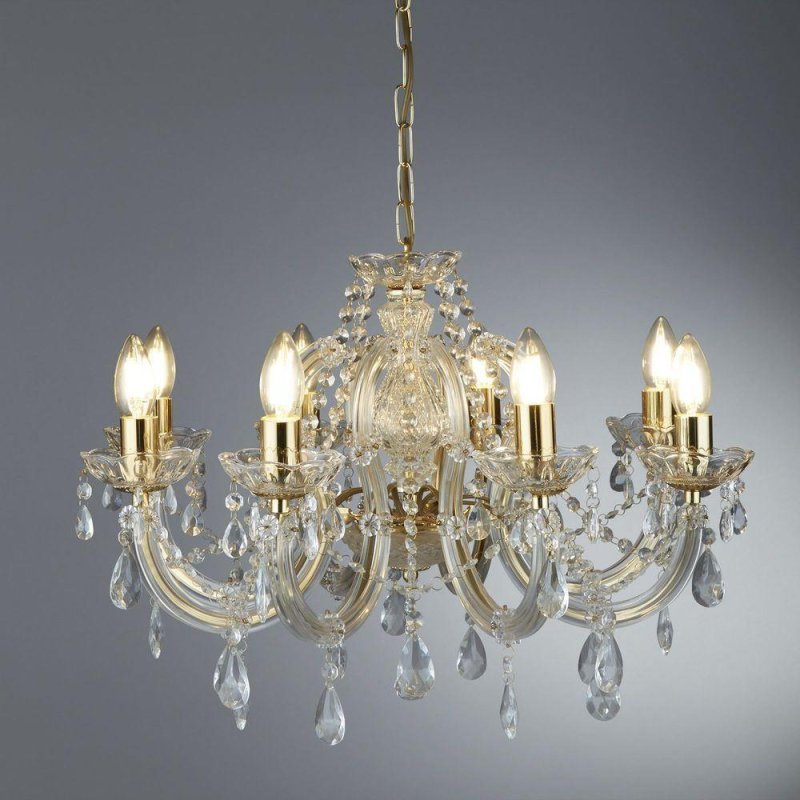 Searchlight Lighting Searchlight 699-8 Marie Therese 8 Light Ceiling Chandelier In Polished Brass