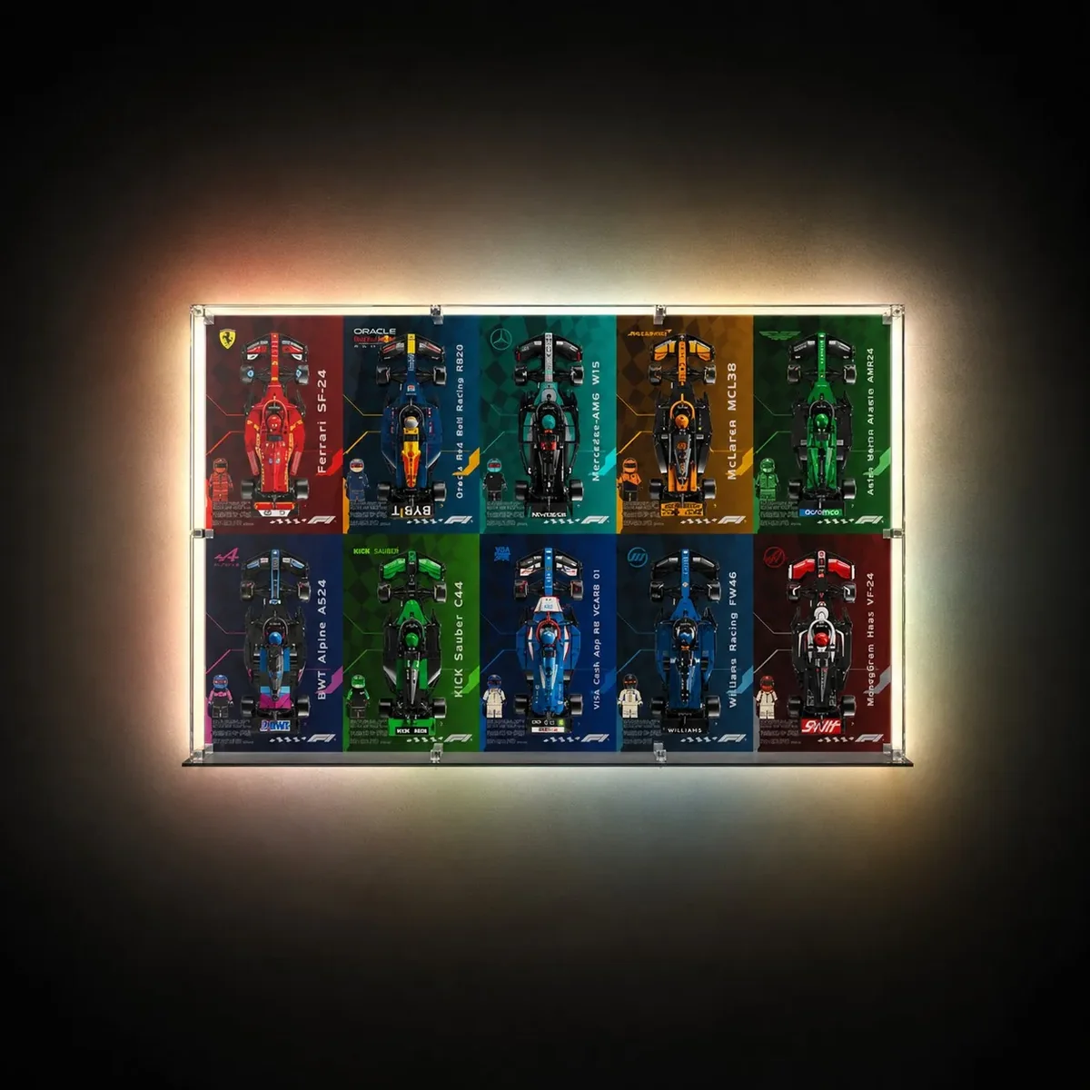 Acrylic Display Case for LEGO® Speed Champions F1 Cars (2x5 Grid)