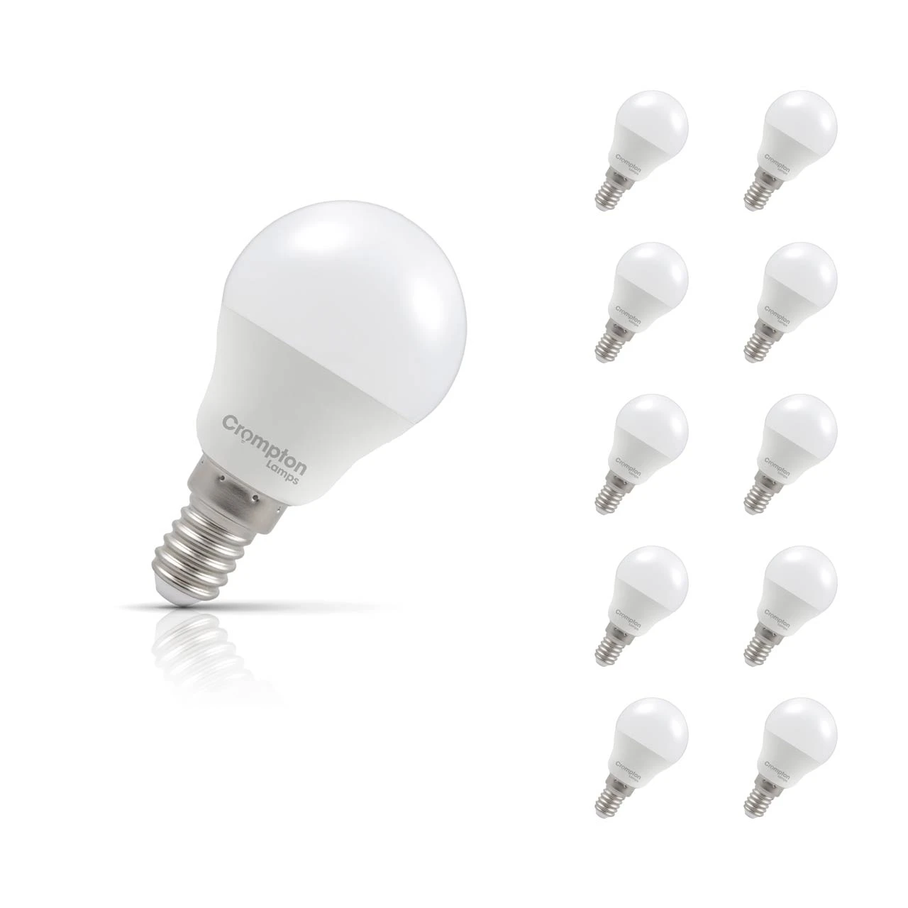 Crompton Lamps 10-Pack Crompton Golfball LED Light Bulbs E14 4.2W (40W Eqv) Cool White Opal Round Small Screw Frosted