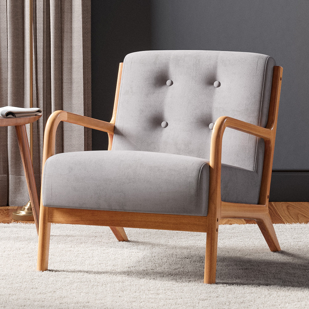 Garden Sanctuary Solid Wooden Frame Upholstered Tufted Armchair