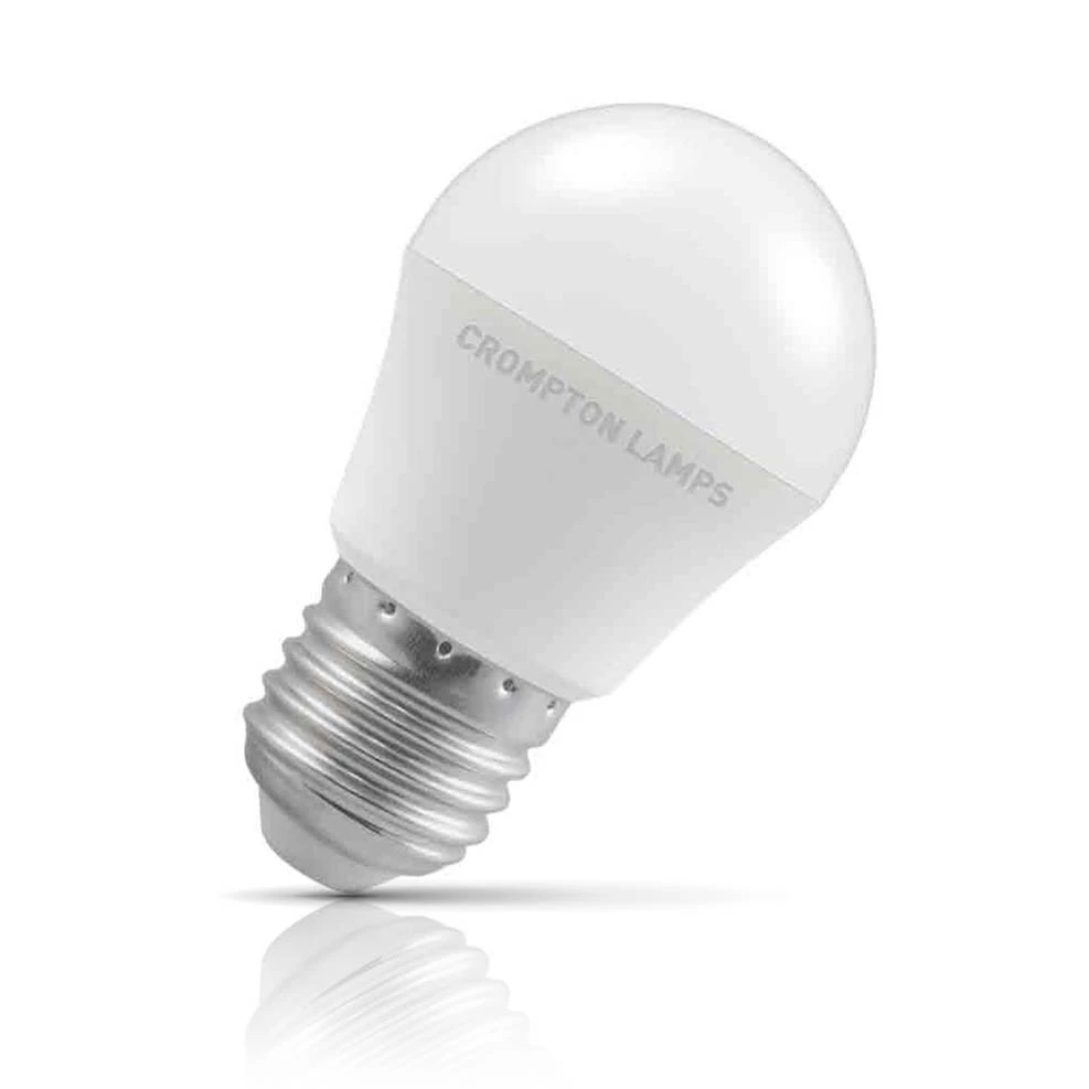Crompton Lamps Crompton Golfball LED Light Bulb E27 4.9W (40W Eqv) Daylight Opal Round Screw Frosted