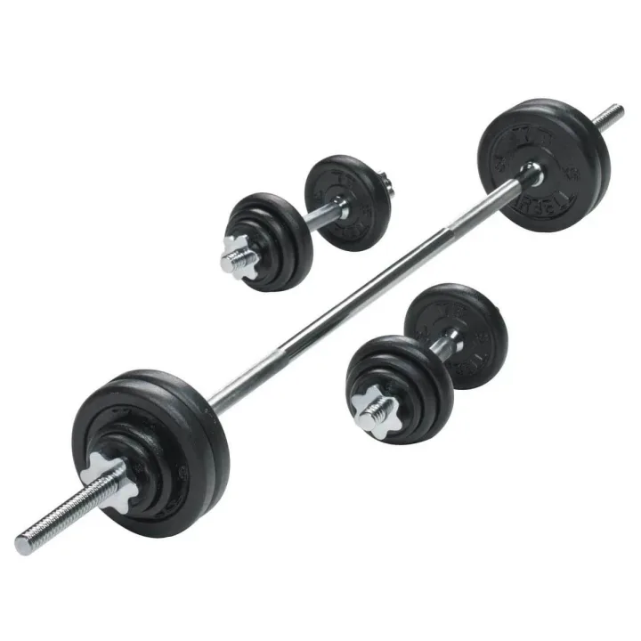York 50kg Cast Iron Barbell & Dumbbell Weight Set