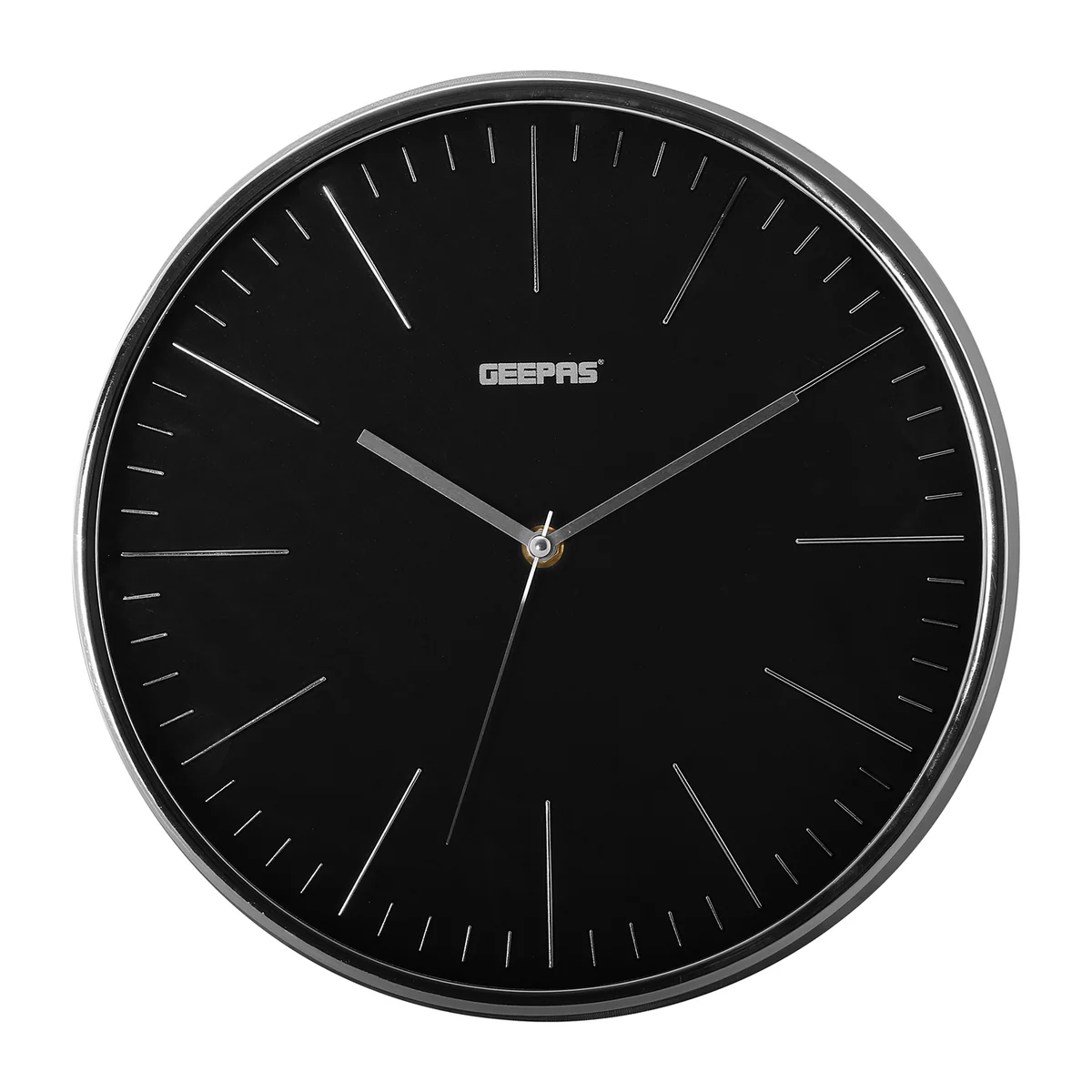 Geepas | For you. For life. 3D Numbers Black Wall Clock with Glass Cover