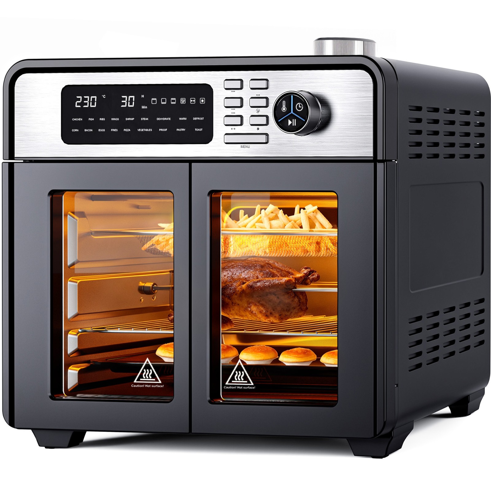 MOMOKOVA 28L Air Fryer Oven w/Rotisserie Oil Free Cooker 18 Preset Digital 1700W