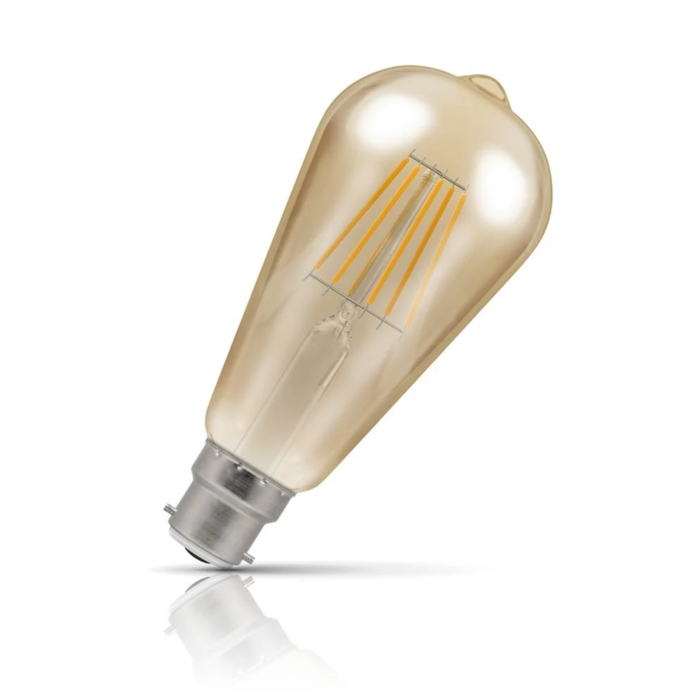 Crompton Lamps Crompton ST64 LED Squirrel Cage Light Bulb B22 7W (50W Eqv) Dim Extra Warm White Antique Filament Bayonet Vintage Edison