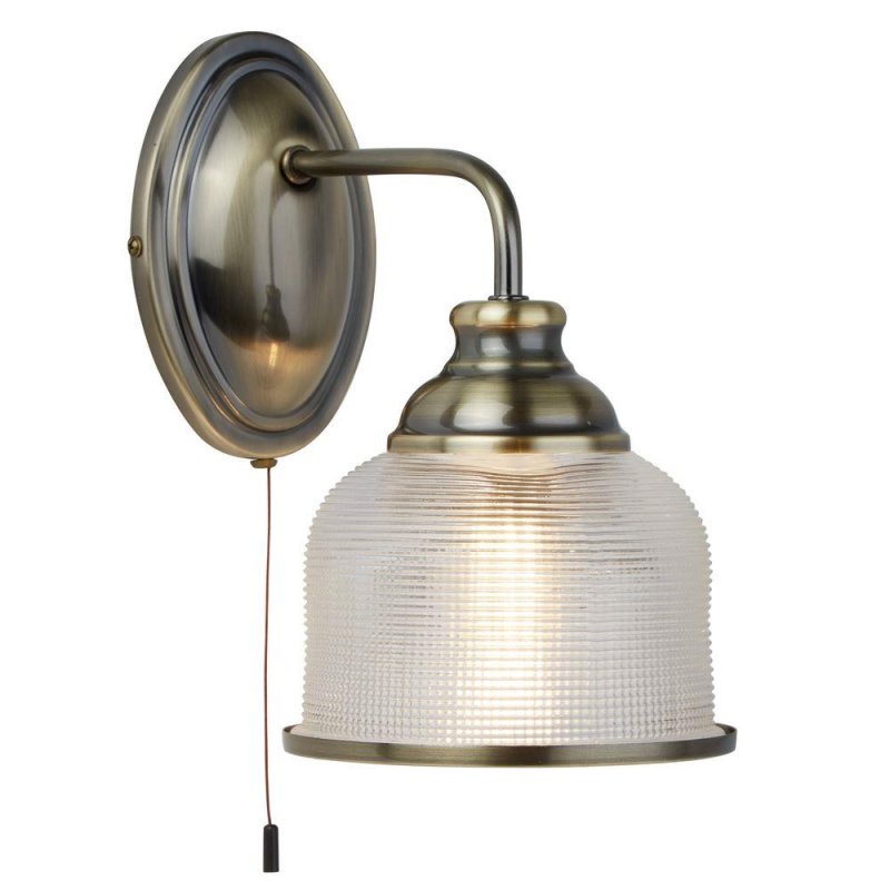 Searchlight Lighting Searchlight 2671-1AB Bistro II One Light Wall Light In Antique Brass With Glass Shades