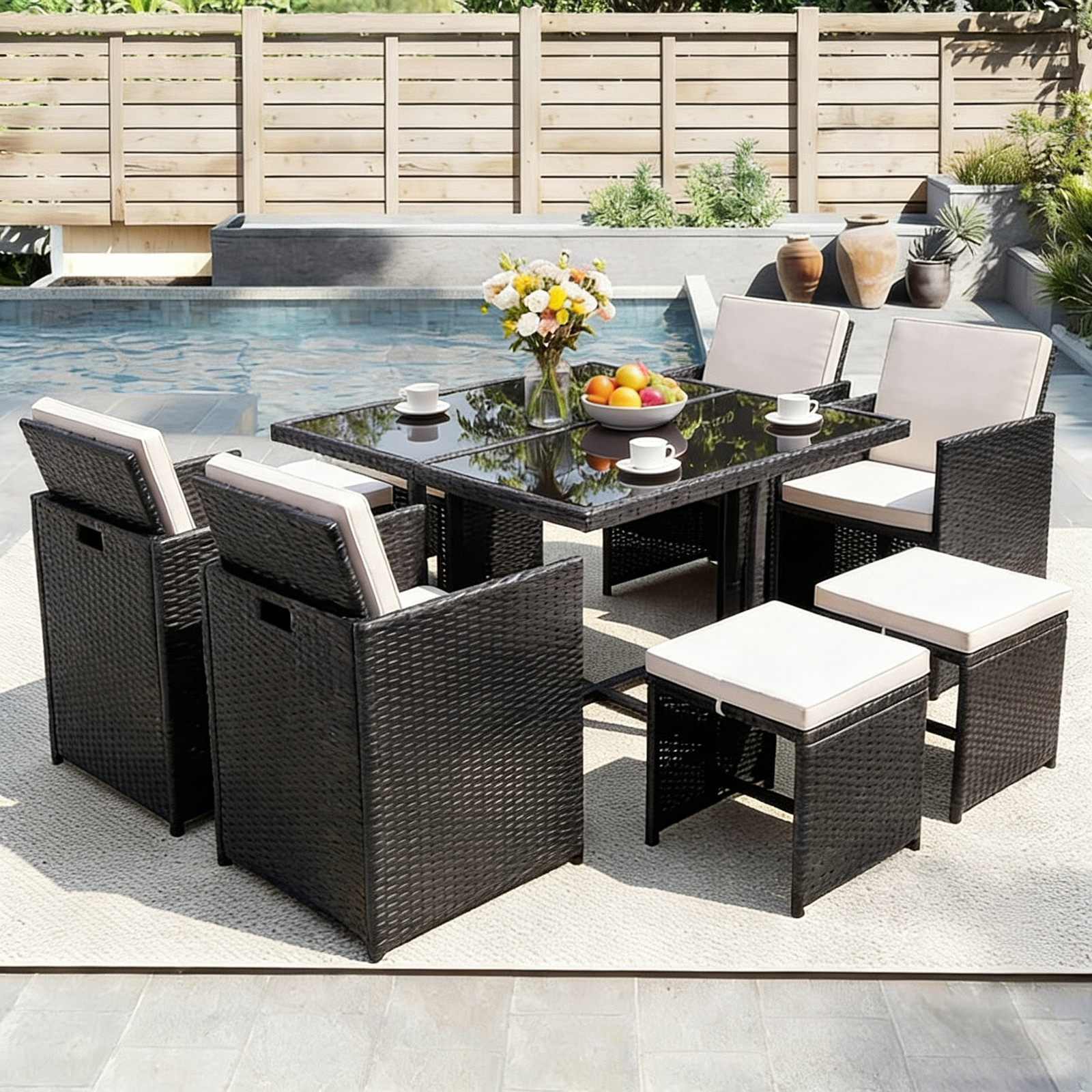 8 SEATER RATTAN GARDEN FURNITURE CUBE SET CHAIRS TABLE OUTDOOR PATIO SET
