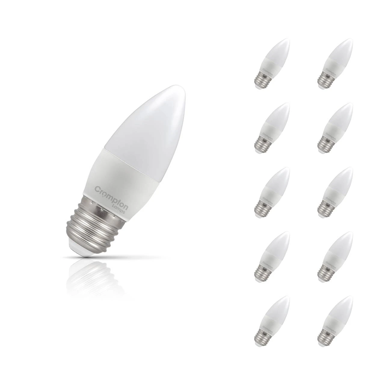 Crompton Lamps 10-Pack Crompton Candle LED Light Bulbs E27 4.2W (40W Eqv) Warm White Opal Screw Frosted