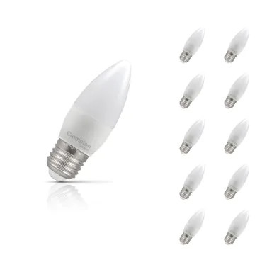 10-Pack Crompton Candle LED Light Bulbs E27 4.2W (40W Eqv) Warm White Opal Screw Frosted