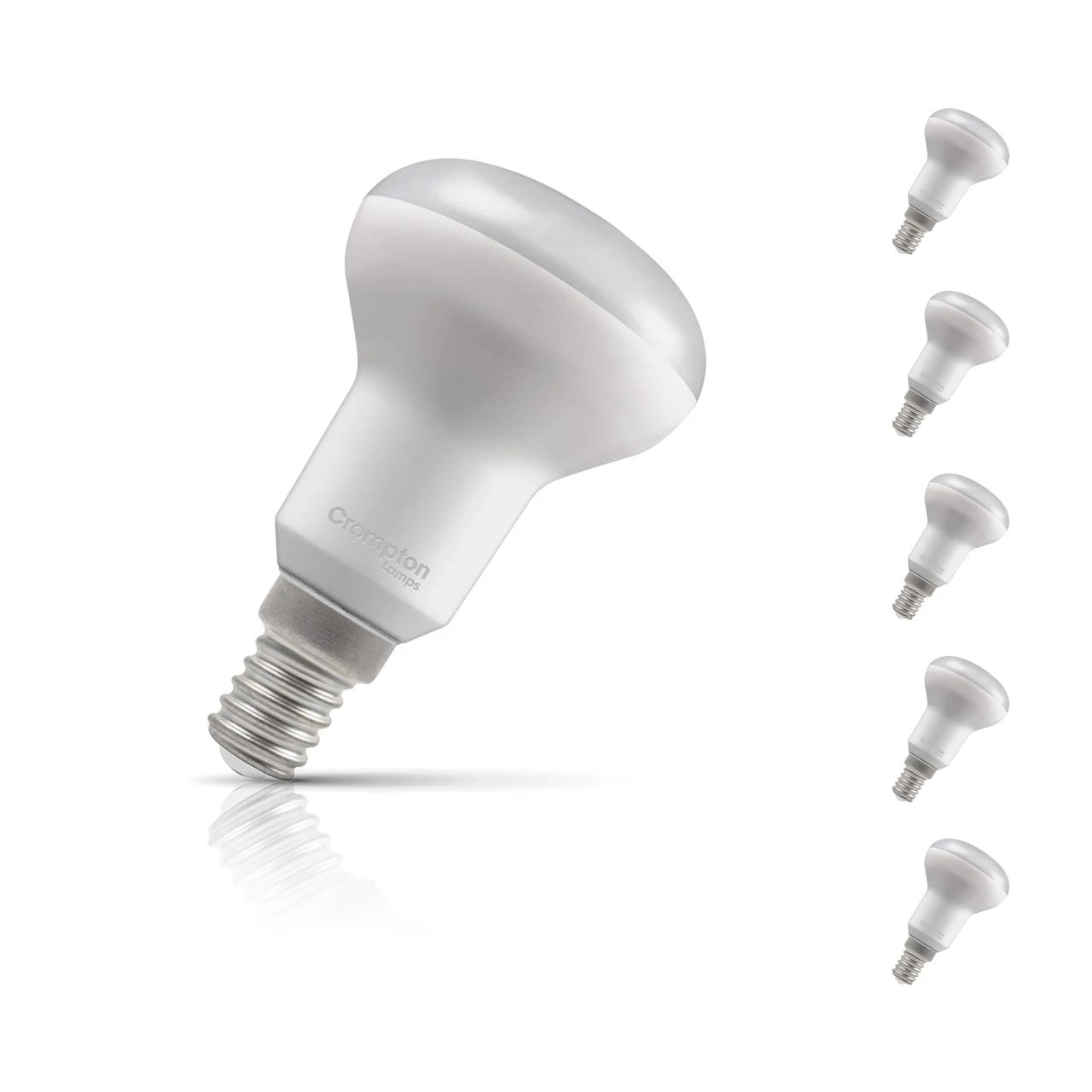 Crompton Lamps 5-Pack Crompton R50 Reflector LED Light Bulbs E14 4.2W (40W Eqv) Warm White Opal Spotlight Small Screw Frosted 120°